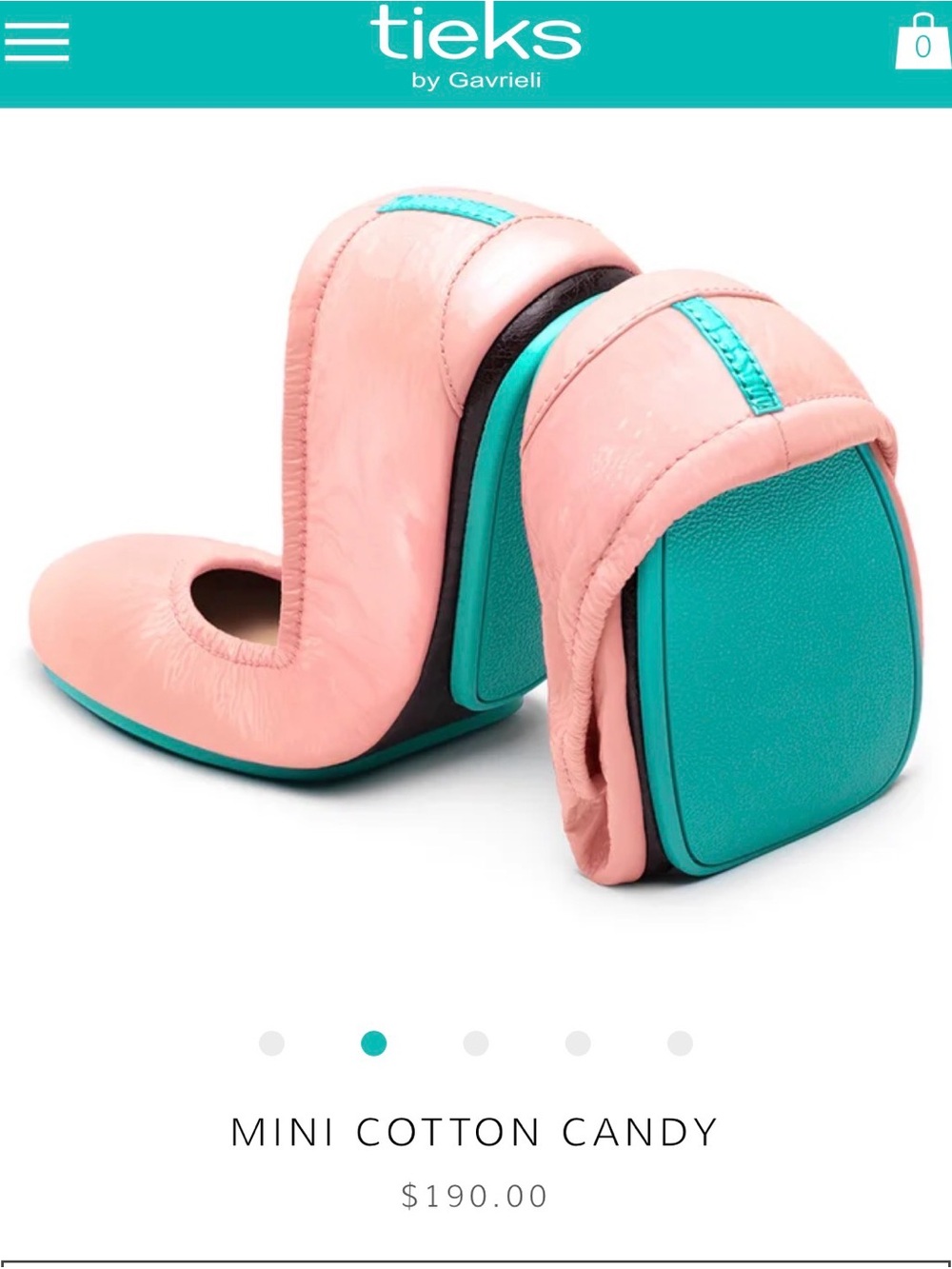 Tieks Cotton Candy Pink Ballet Flats with Teal Soles